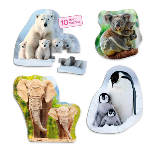 🐘 Gyvūnai ir jų jaunikliai – maxi dėlionės