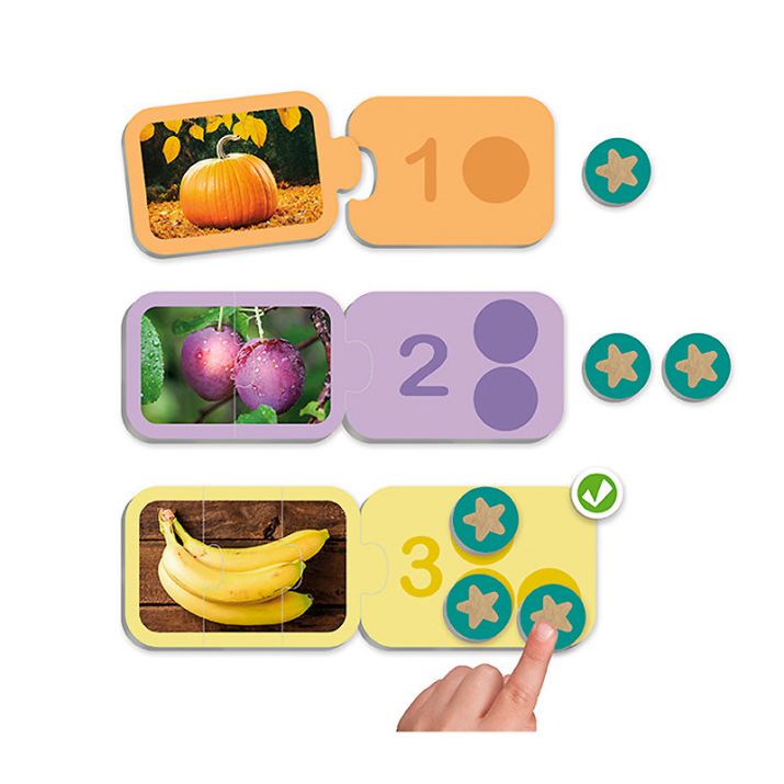 Suskaičiuok vaisius ir sujunk su teisingu skaičiumi – mokymasis per žaidimą! 🍌🥕🍊