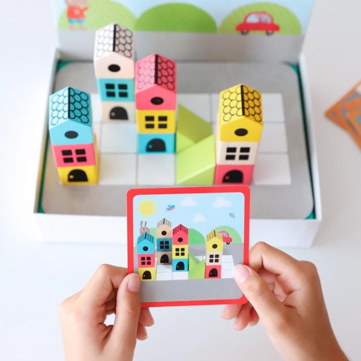 🧩 Logic City – medinių konstruktorių rinkinys 14 dalių vaikams