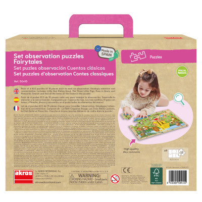 4 lankstūs stebėjimo dėlionės rinkiniai – klasikiniai pasakų paveikslėliai (Akros)