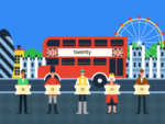 Interaktyvių grindų žaidimų paketas Red Bus (21 žaidimas)